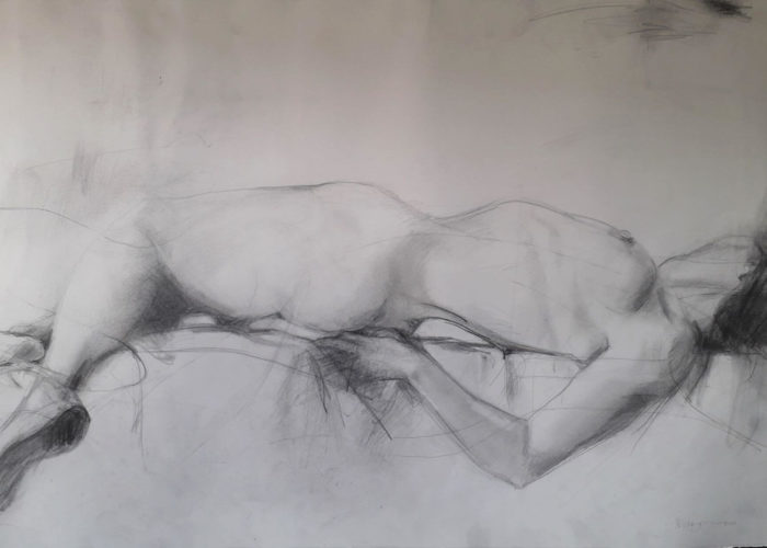 Lines - drawing, graphite on paper, by artist Neva Bergemann