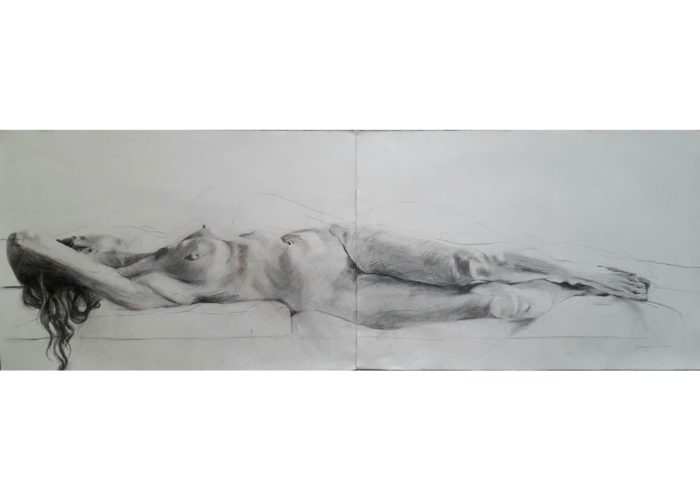 Two - drawing graphite on paper by artist Neva Bergemann